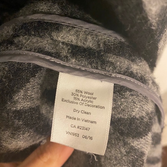 Talbots Wool Chevron Herringbone Pattern Long Sweater Jacket Coat Full Zip - Picture 8 of 13